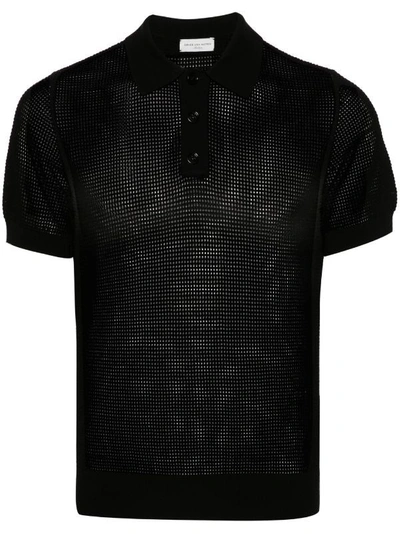 Shop Dries Van Noten Men See-through Polo Shirt In 900 Black