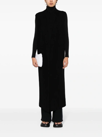 Shop Frenckenberger Women Long Double Cardigan In Dark Chalk/black