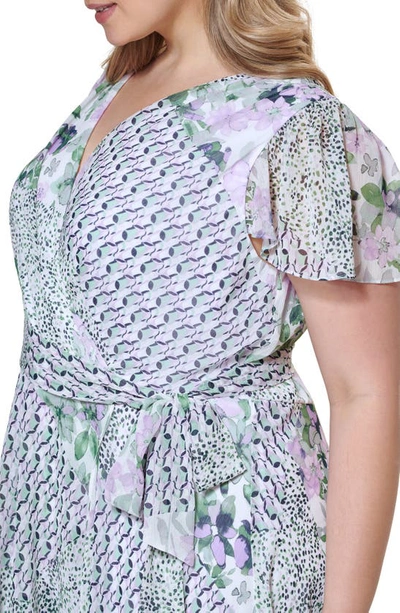 Shop Dkny Patterned High-low Dress In Lavender Rose