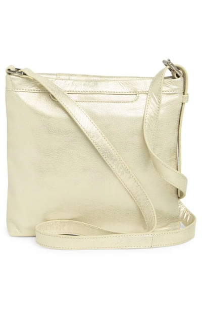 Shop Hobo Leather Crossbody Bag In Pearled Silver
