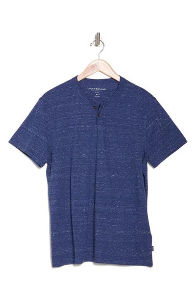 Shop Lucky Brand Slub Cotton Notch Collar T-shirt In Blue Nova