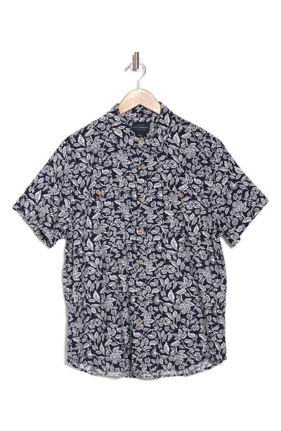 Shop Lucky Brand Mason Floral Print Short Sleeve Button-up Shirt In Navy Print