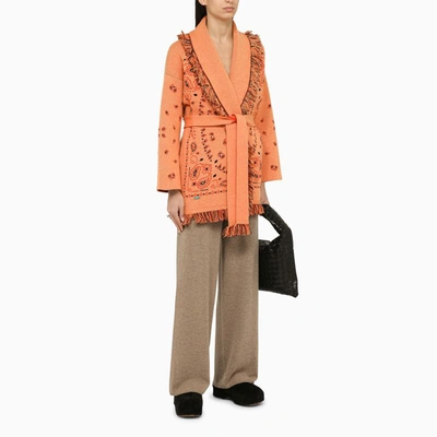 Shop Alanui Icon Jacquard Cardigan In Orange