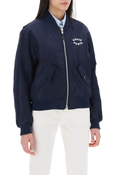 Shop Kenzo Lucky Tiger Bomber Jacket In Blue
