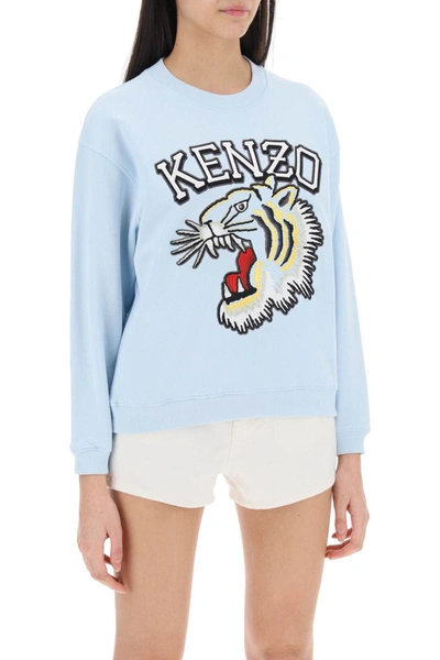 Shop Kenzo Tiger Varsity Crew-neck Sweatshirt In Blue