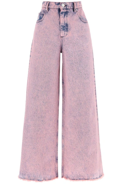 Shop Marni Wide Leg Jeans In Overdyed Denim In Pink