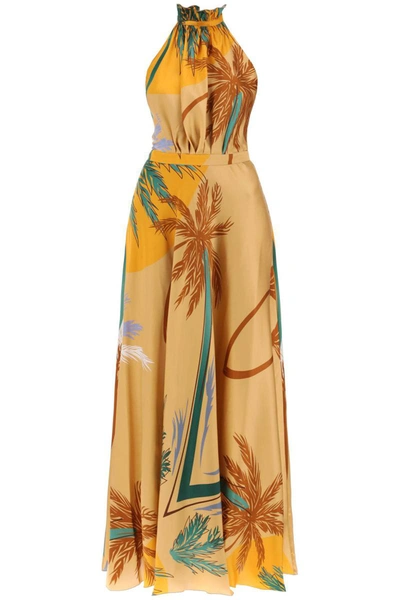 Shop Raquel Diniz Giovanna Silk Satin Maxi Dress In Multicolor