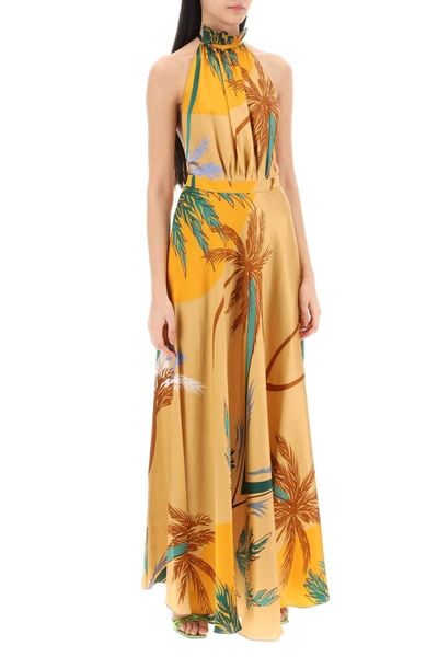 Shop Raquel Diniz Giovanna Silk Satin Maxi Dress In Multicolor