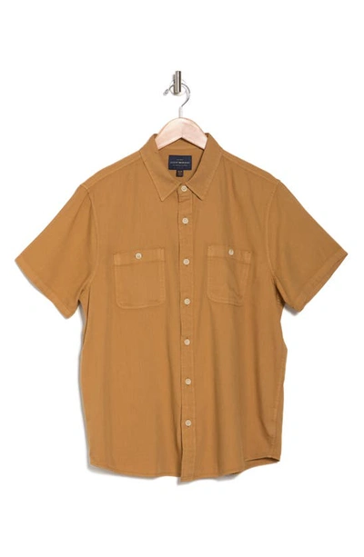 Shop Lucky Brand Mason Workwear Short Sleeve Button-up Shirt In Dijon
