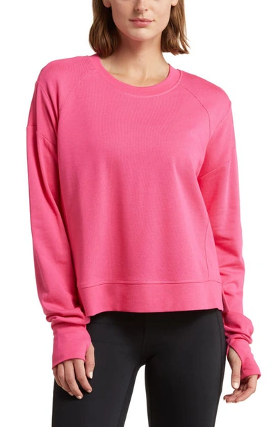 Shop Sweaty Betty After Class Cotton Blend Crop Sweatshirt In Hot Pink