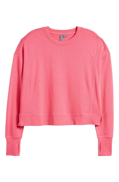 Shop Sweaty Betty After Class Cotton Blend Crop Sweatshirt In Hot Pink