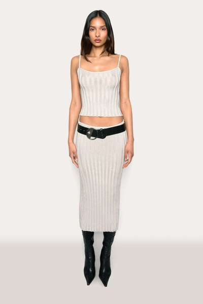 Danielle Guizio Ny Slinky Rib Knit Midi Skirt In Silver