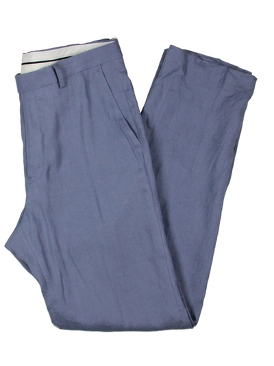 Shop Lauren Ralph Lauren Mens Linen Stretch Waistband Trouser Pants In Blue