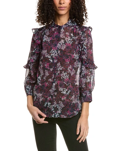 Shop Ted Baker Semi-sheer Blouse In Blue