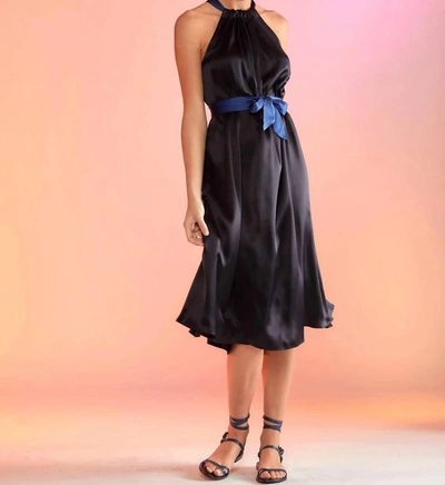 Cynthia Rowley Salerno Silk Halter Dress In Black In Black