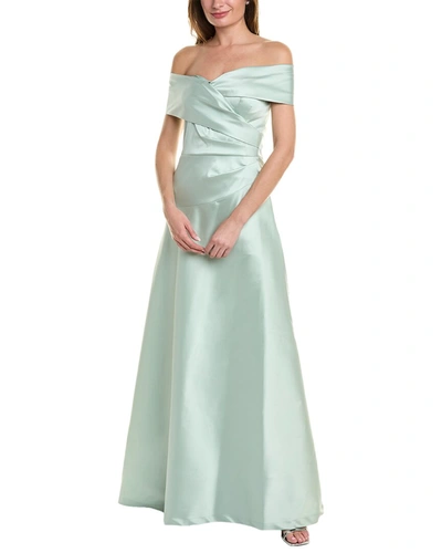 Shop Teri Jon By Rickie Freeman Off-the-shoulder Gown In Green