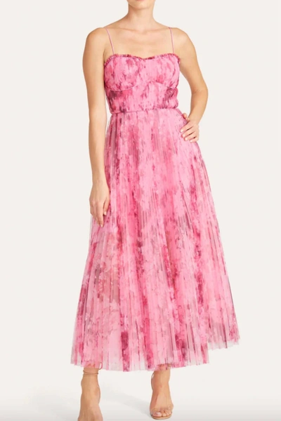 Shop Monique Lhuillier Sleeveless Tulle Maxi Dress In Superimposed Flora In Multi