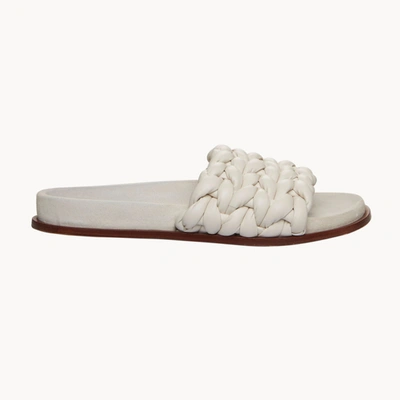 Shop Chloé Kacey Woven Leather Slides In White