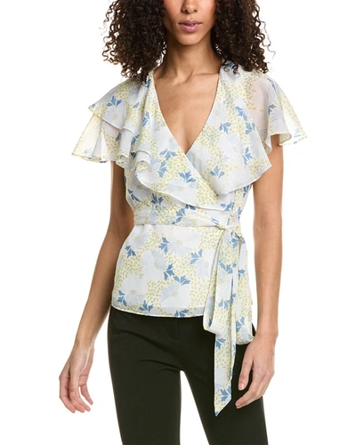 Shop Ted Baker Ruffle Wrap Blouse In Blue
