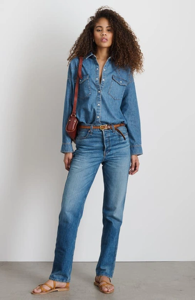 Shop Alex Mill Western Denim Shirt In Santa Fe Medium Wash