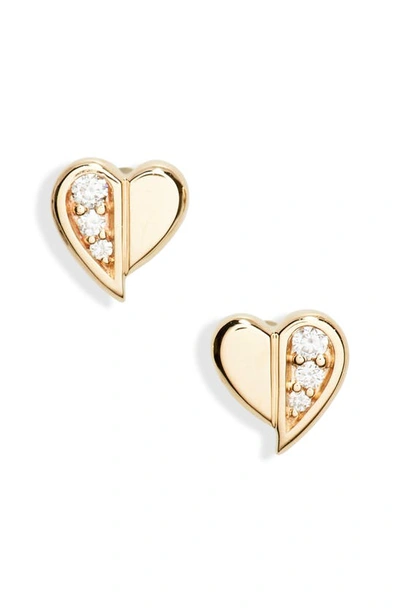 Shop Cast The Heartmate Diamond Stud Earrings In Gold