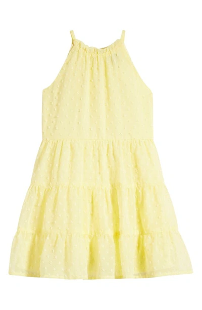 Shop Ava & Yelly Kids' Clip Dot Tiered Party Dress In Yellow