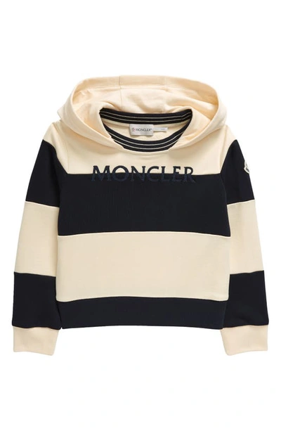 Shop Moncler Kids' Logo Stripe Hoodie In Navy