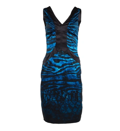 Shop Roberto Cavalli Blue Printed Dress