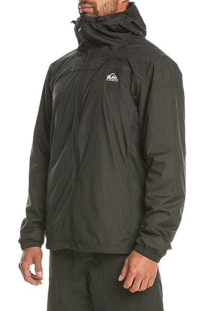 Quiksilver Overcast Water Repellent Hooded Windbreaker In Black