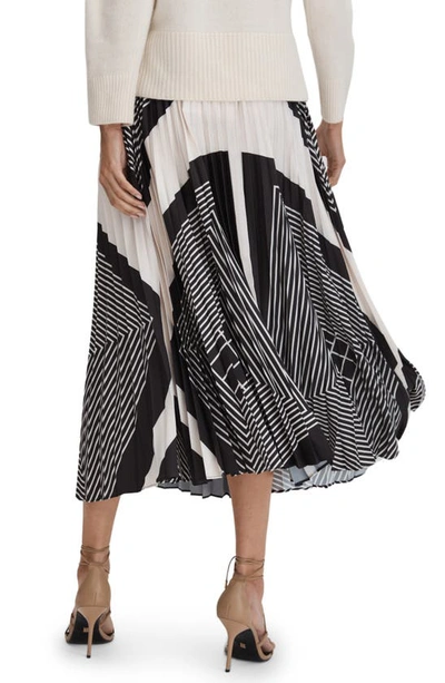 Shop Reiss Gabi Mixed Print Pleated Skirt In Black/ Cream