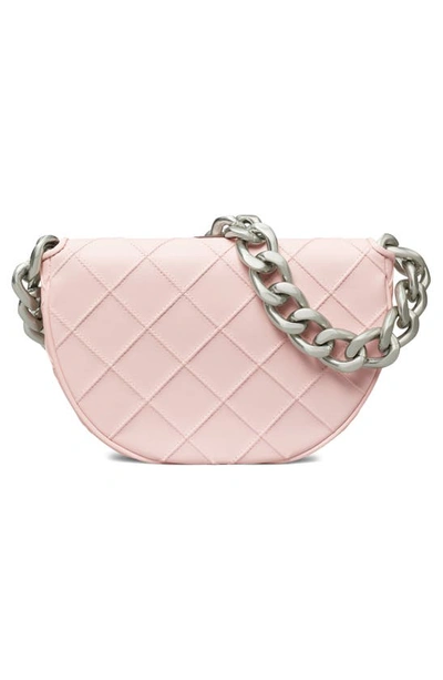 Tory Burch Mini Fleming Soft Crescent Shoulder Bag In Pale Pink