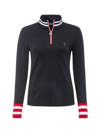 Shop Golfino Classic Tricolor Troyer Sweater In Black
