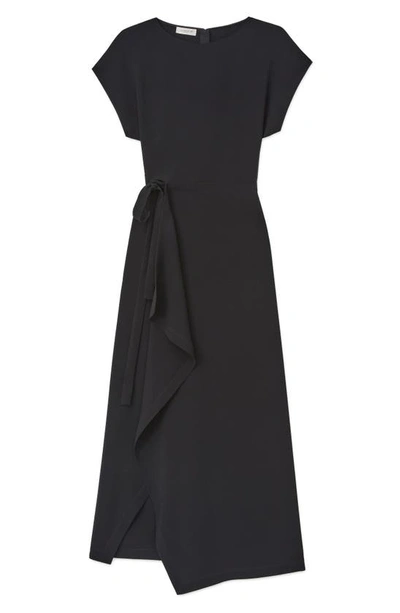 Lafayette 148 Tie-waist Finesse Crepe Maxi Dress In Black