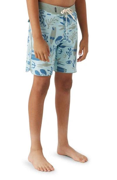 O'neill Kids' Hyperfreak Mysto Scallop Swim Trunks In Sky Blue