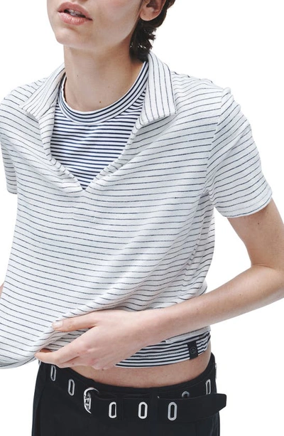 Shop Rag & Bone Stripe Polo Shirt In Ivrystripe