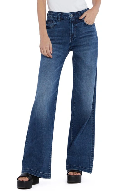 Shop Hint Of Blu High Waist Wide Leg Jeans In Lisbon Blue