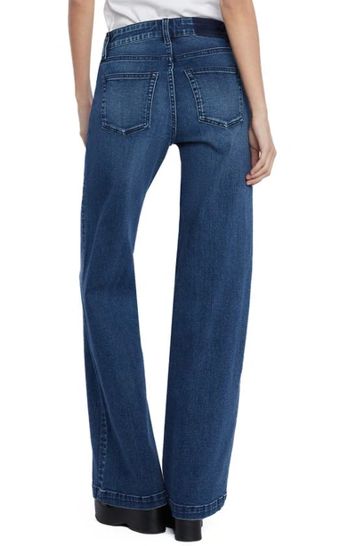 Shop Hint Of Blu High Waist Wide Leg Jeans In Lisbon Blue