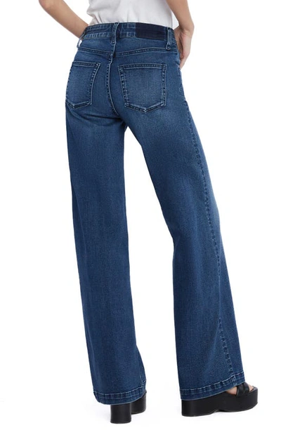Hint Of Blu High Waist Wide Leg Jeans In Lisbon Blue
