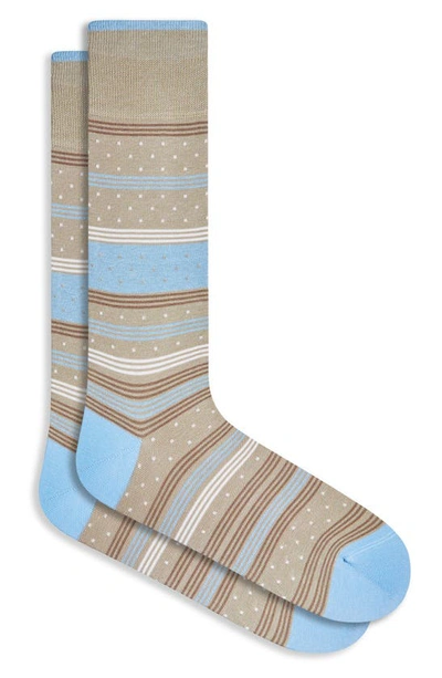 Shop Bugatchi Stripe & Dot Cotton Blend Dress Socks In Sand
