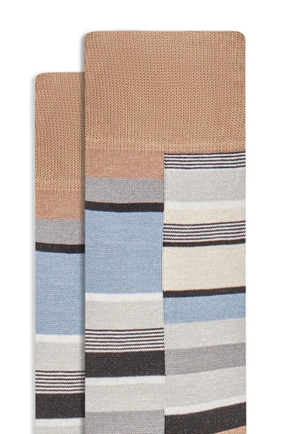 Shop Bugatchi Geo Pattern Cotton Blend Dress Socks In Mocha