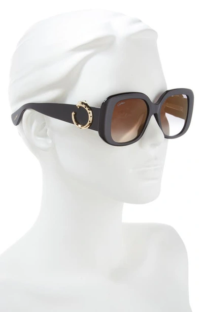 Shop Cartier 54mm Square Sunglasses In Black