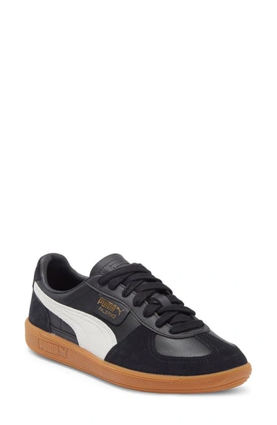 Puma Palermo Leather Sneaker In  Black-feather Gray-gum