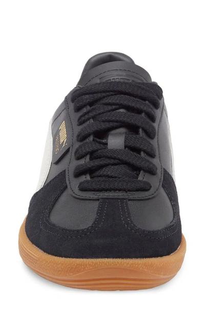 Puma Palermo Leather Sneaker In  Black-feather Gray-gum
