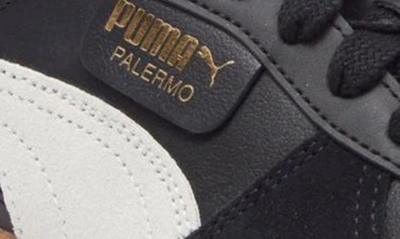 Puma Palermo Leather Sneaker In  Black-feather Gray-gum
