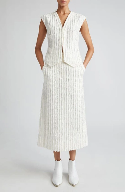 Shop Eenk Yunita Textured Midi Skirt In White