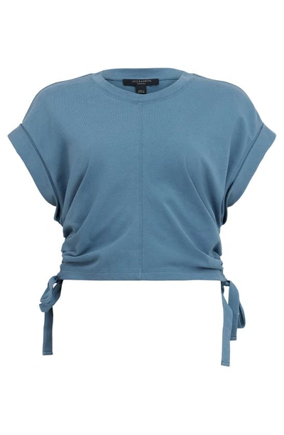 Shop Allsaints Marcy Ruched T-shirt In Petrol Blue
