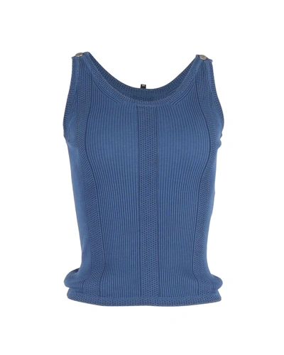 Pre-owned Chanel Rib-knit Tank Top In Blue Cotton