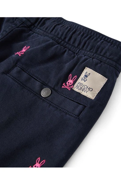 Shop Psycho Bunny Kids' Guilford Embroidered Elastic Waist Chino Shorts In Navy
