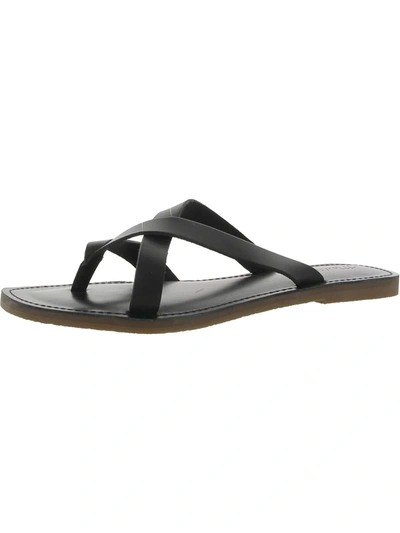 Shop Madewell Boardwalk Womens Leather Thong Slide Sandals In Black
