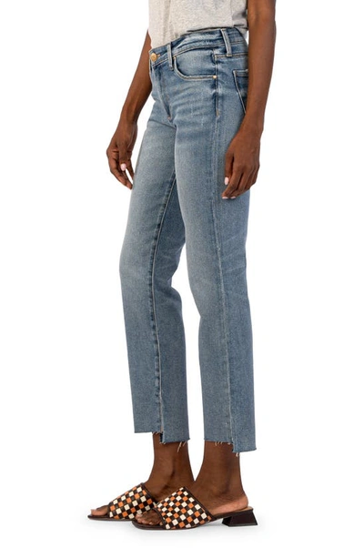 Shop Kut From The Kloth Reese Step Hem Ankle Slim Straight Leg Jeans In Operated